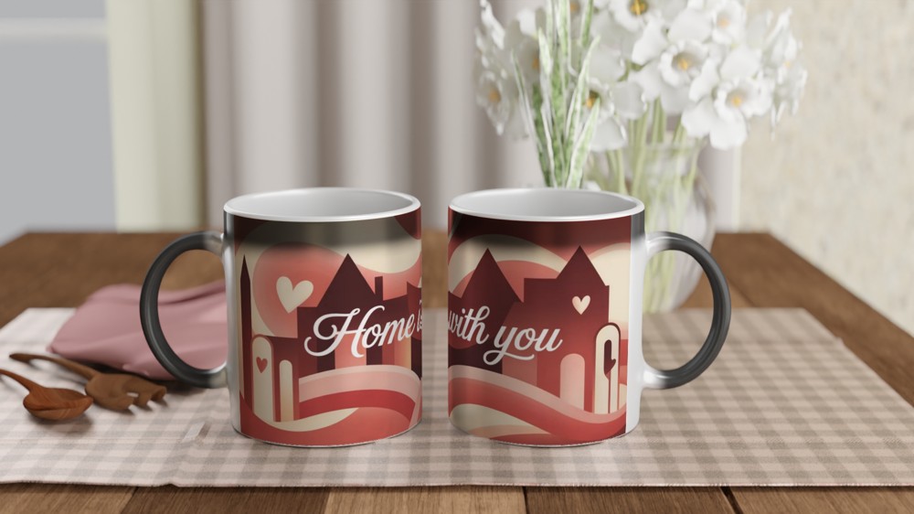 Home Is With You – Romantic Hearts & Houses Mug — view 3