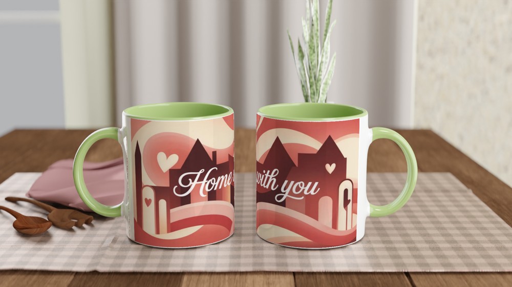 Home Is With You – Romantic Hearts & Houses Mug — view 5