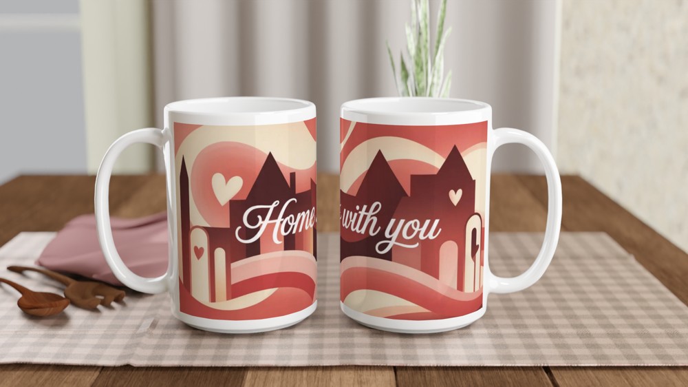 Home Is With You – Romantic Hearts & Houses Mug — view 2