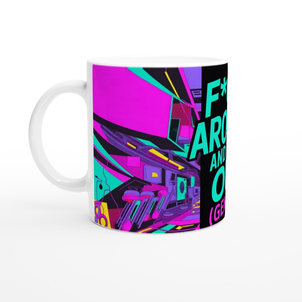 F Around and Find Out Mug | Cyberpunk Neon Quote Mug | Funny Rude Gift for Best Friend | Modern Birthday Present for Him or Her — view 10