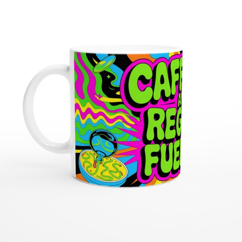 Caffeine And Regret Fuel Me Mug | Funny Sarcastic Coffee Mug | Psychedelic Neon Gift for Best Friend | Sarcasm Colleague Present — view 10