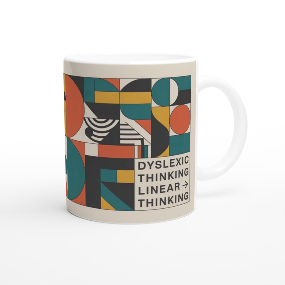 Dyslexic Thinking Mug | Bauhaus Geometric Style | Neurodiversity Gift | Graduation and Colleague Present — view 12