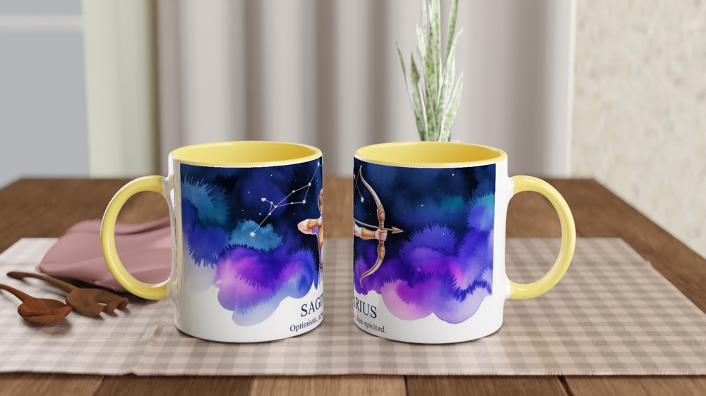 Sagittarius Mug | Zodiac Archer Astrology Gift | Birthday Present for Best Friend | Watercolor Constellation Mug — view 8