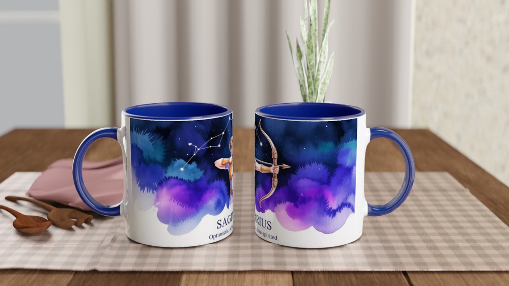 Sagittarius Mug | Zodiac Archer Astrology Gift | Birthday Present for Best Friend | Watercolor Constellation Mug — view 4