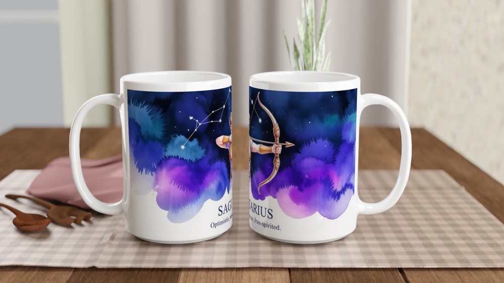 Sagittarius Mug | Zodiac Archer Astrology Gift | Birthday Present for Best Friend | Watercolor Constellation Mug — view 2