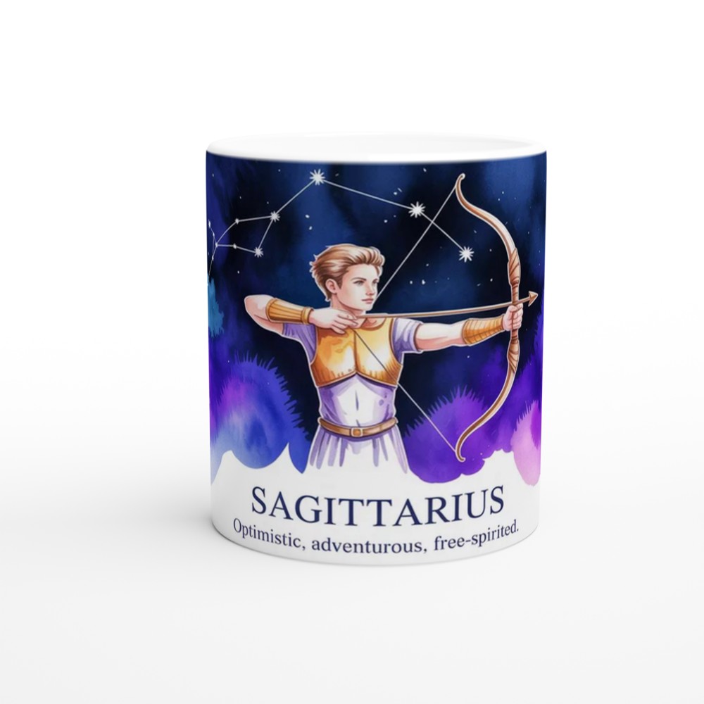 Sagittarius Mug | Zodiac Archer Astrology Gift | Birthday Present for Best Friend | Watercolor Constellation Mug — view 11