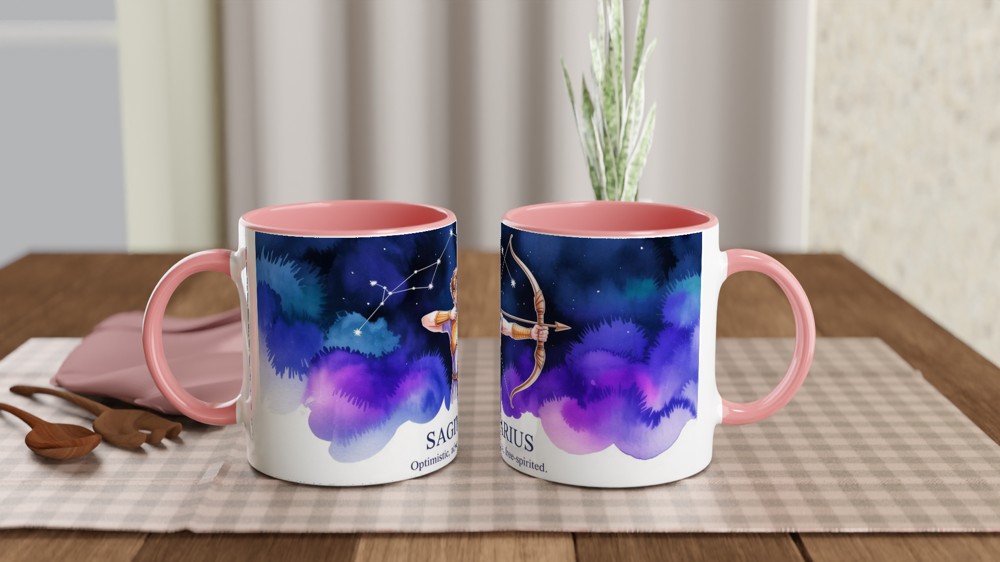 Sagittarius Mug | Zodiac Archer Astrology Gift | Birthday Present for Best Friend | Watercolor Constellation Mug — view 6