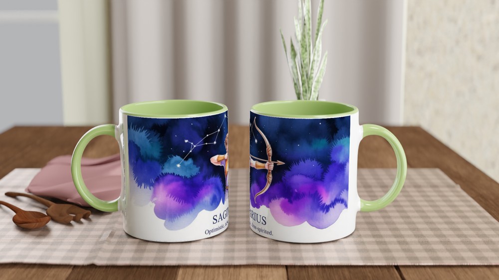 Sagittarius Mug | Zodiac Archer Astrology Gift | Birthday Present for Best Friend | Watercolor Constellation Mug — view 5