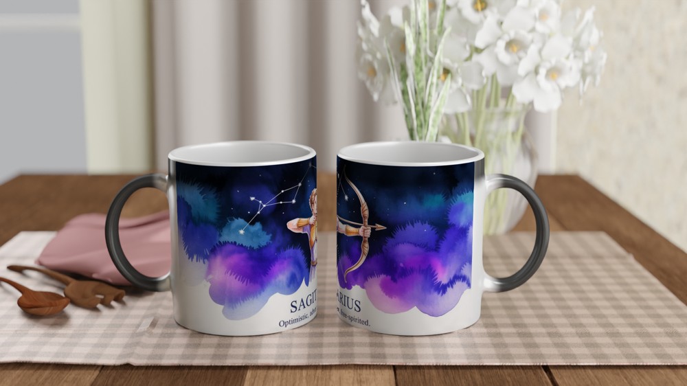 Sagittarius Mug | Zodiac Archer Astrology Gift | Birthday Present for Best Friend | Watercolor Constellation Mug — view 3