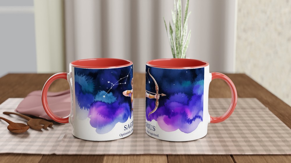 Sagittarius Mug | Zodiac Archer Astrology Gift | Birthday Present for Best Friend | Watercolor Constellation Mug — view 7