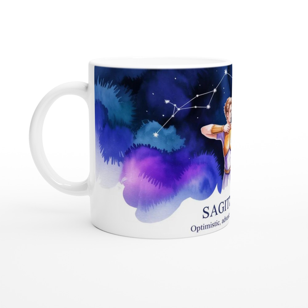 Sagittarius Mug | Zodiac Archer Astrology Gift | Birthday Present for Best Friend | Watercolor Constellation Mug — view 10