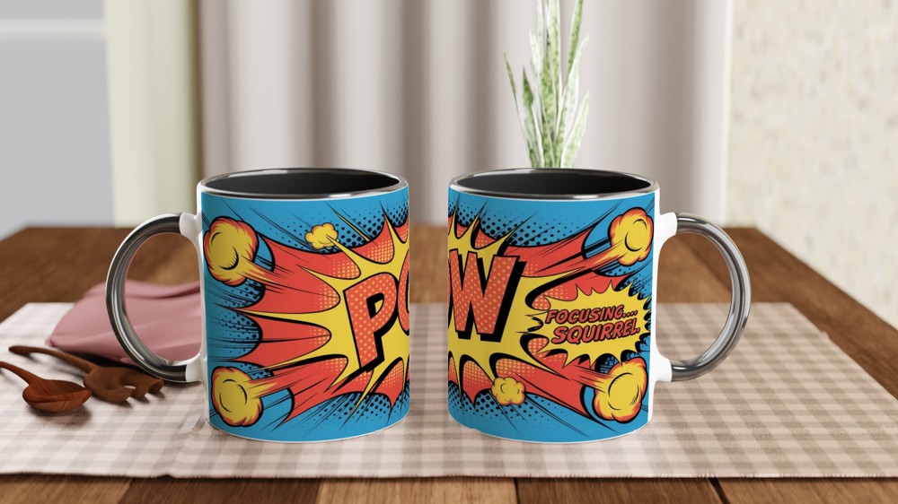 POW Focusing Squirrel Comic Pop Art ADHD Funny Mug — view 9