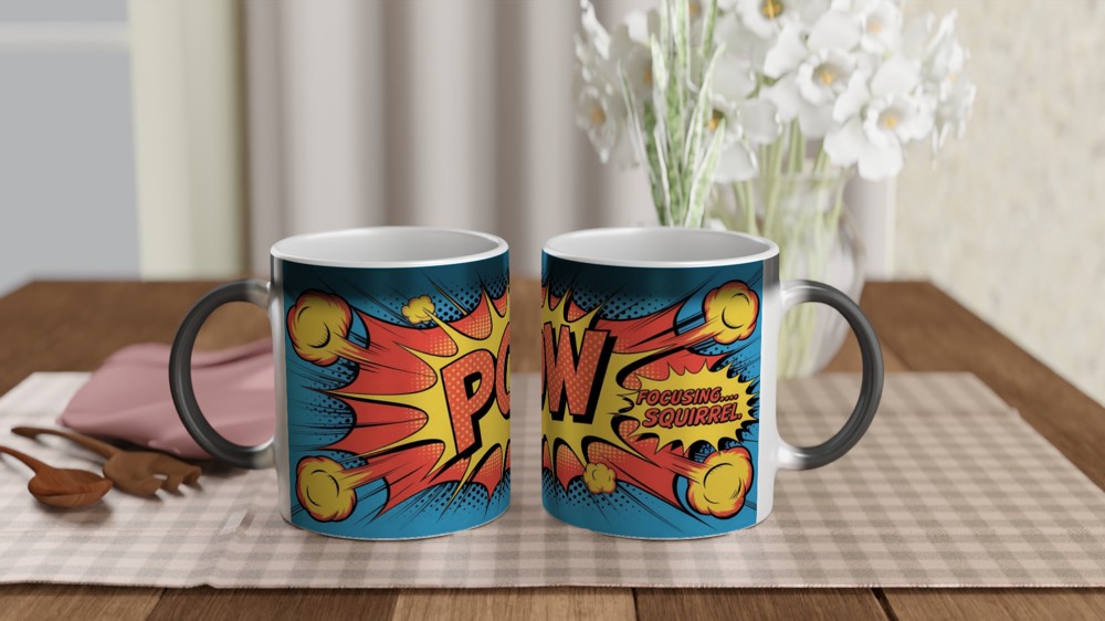 POW Focusing Squirrel Comic Pop Art ADHD Funny Mug — view 3