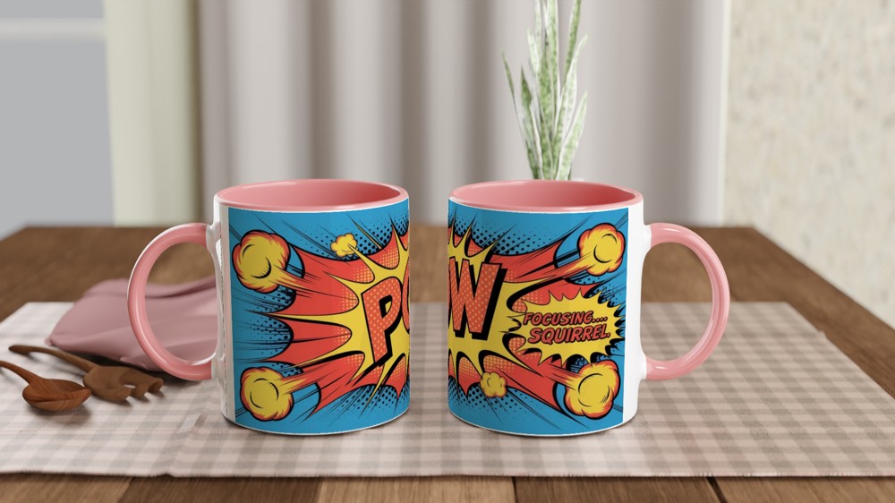 POW Focusing Squirrel Comic Pop Art ADHD Funny Mug — view 6