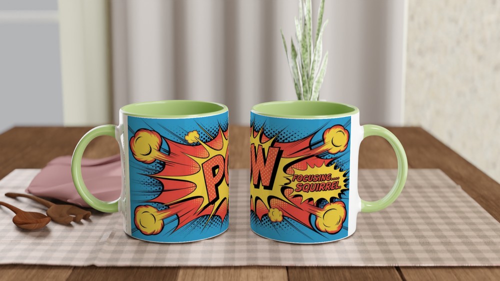POW Focusing Squirrel Comic Pop Art ADHD Funny Mug — view 5