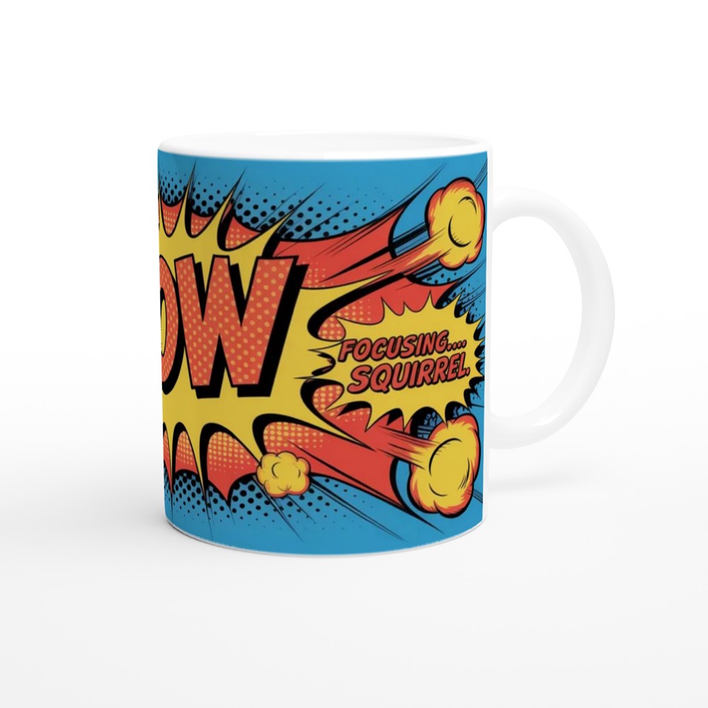 POW Focusing Squirrel Comic Pop Art ADHD Funny Mug — view 12