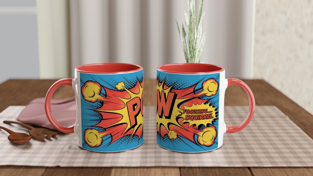 POW Focusing Squirrel Comic Pop Art ADHD Funny Mug — view 7