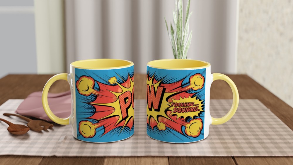 POW Focusing Squirrel Comic Pop Art ADHD Funny Mug — view 8