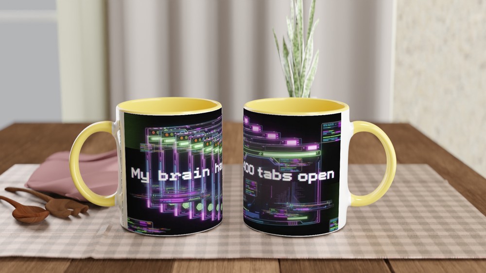 My Brain Has 400 Tabs Open - Cyberpunk Neon Mug — view 8