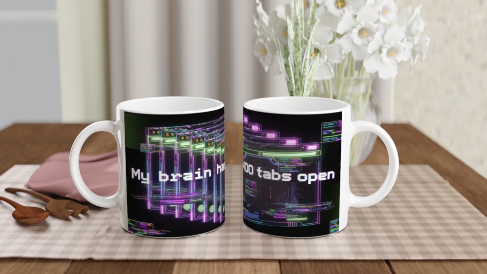 My Brain Has 400 Tabs Open - Cyberpunk Neon Mug