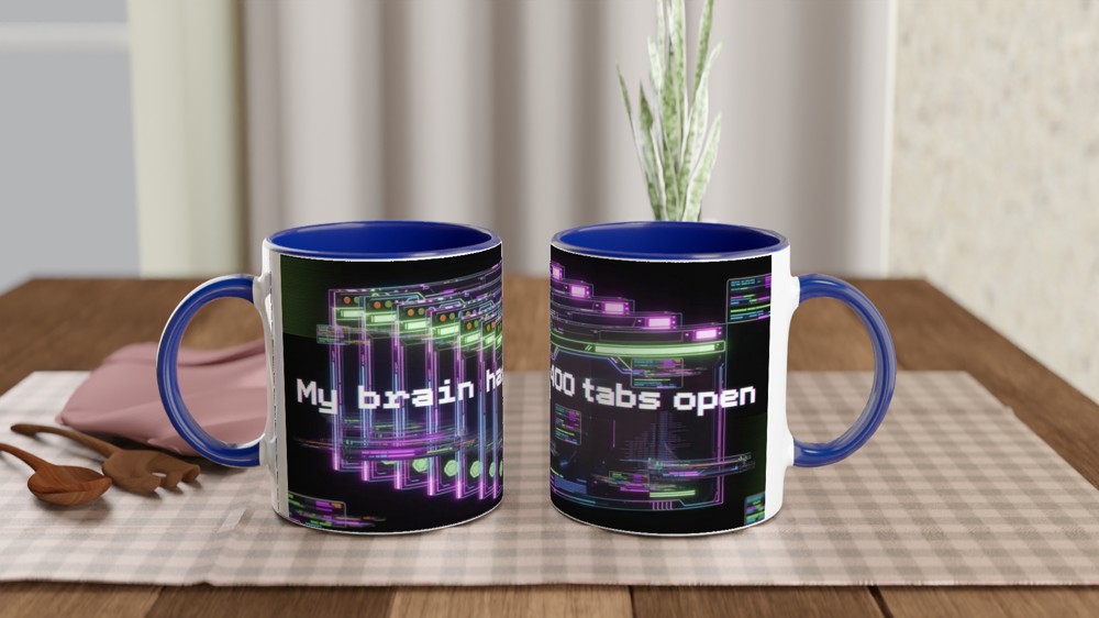 My Brain Has 400 Tabs Open - Cyberpunk Neon Mug — view 4