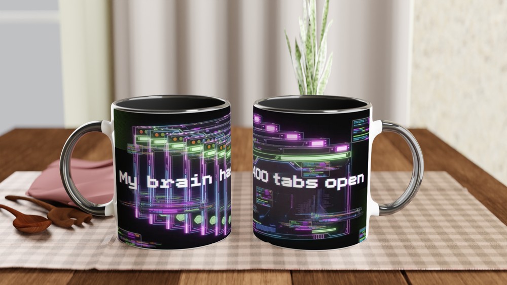 My Brain Has 400 Tabs Open - Cyberpunk Neon Mug — view 9