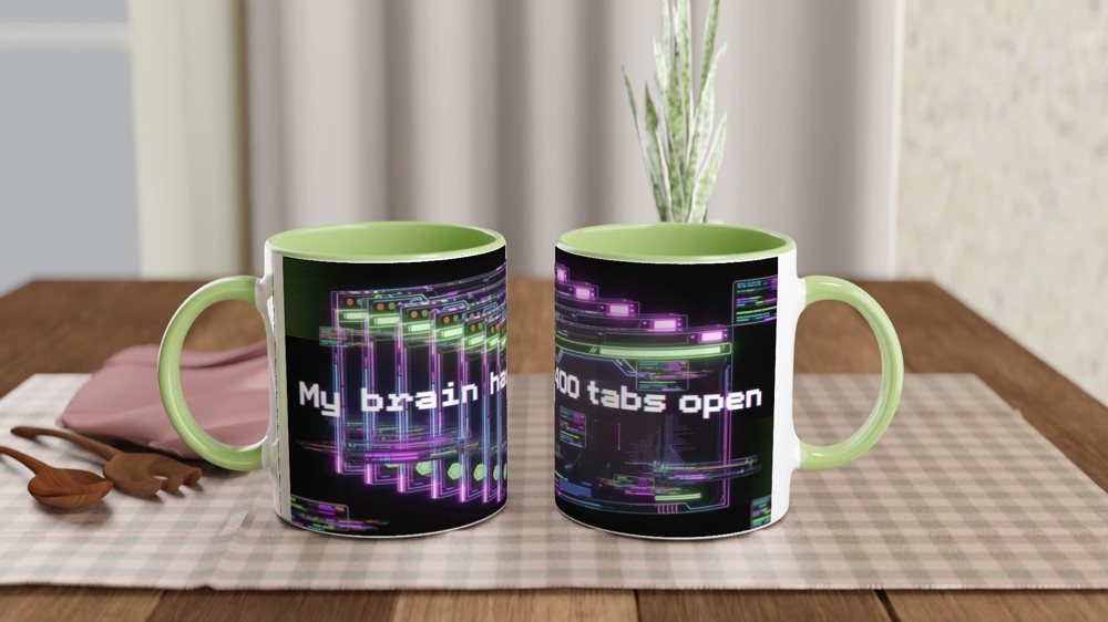 My Brain Has 400 Tabs Open - Cyberpunk Neon Mug — view 5