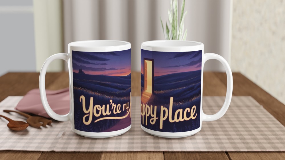 You're My Happy Place Mug | Romantic Anniversary Gift | Cute Valentine's Present for Her or Him | Best Friend Positivity Mug — view 2
