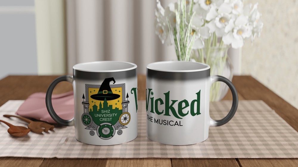 Shiz University Mug | Wicked Musical Theatre Gift | Emerald Green Crest Present | Gift for Theatre Lovers — view 3