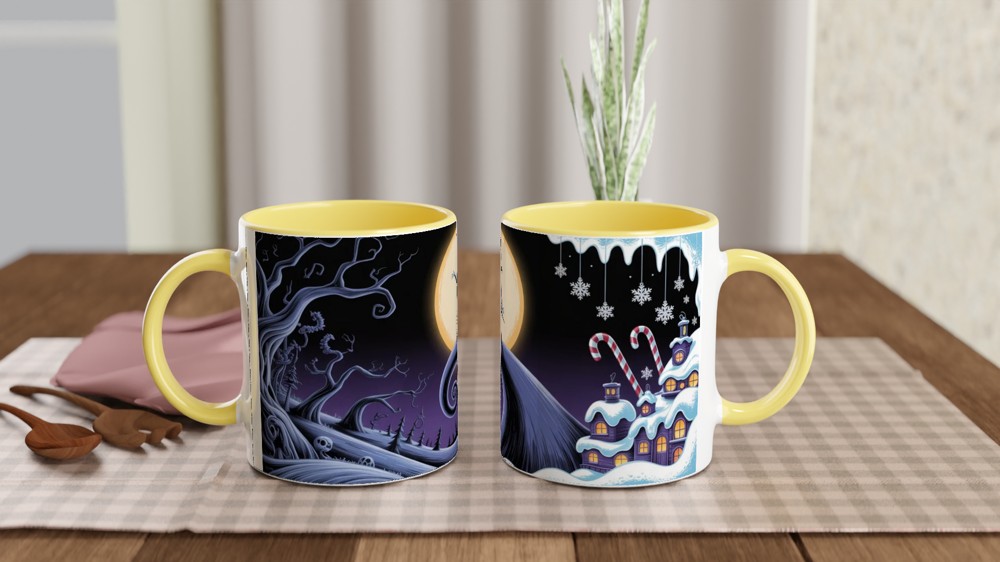 Nightmare Before Christmas Mug | Jack Skellington Spiral Hill Design | Gothic Halloween Gift | Christmas Town Present for Him or Her — view 8