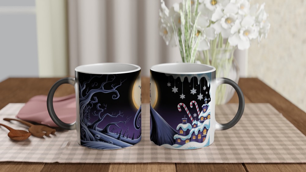 Nightmare Before Christmas Mug | Jack Skellington Spiral Hill Design | Gothic Halloween Gift | Christmas Town Present for Him or Her — view 3