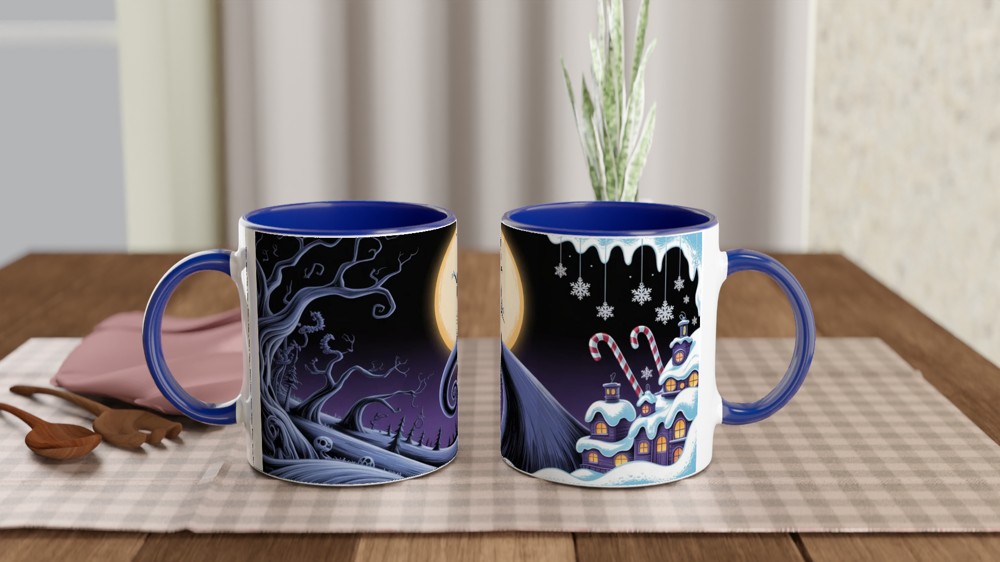 Nightmare Before Christmas Mug | Jack Skellington Spiral Hill Design | Gothic Halloween Gift | Christmas Town Present for Him or Her — view 4