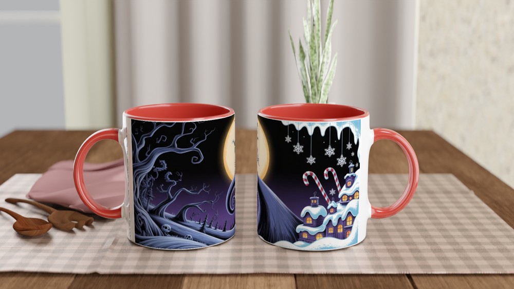 Nightmare Before Christmas Mug | Jack Skellington Spiral Hill Design | Gothic Halloween Gift | Christmas Town Present for Him or Her — view 7