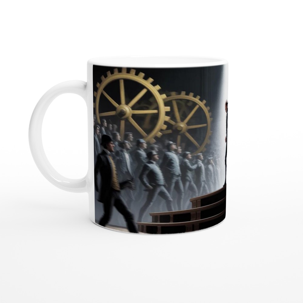 Colonial Figure on Stage with Industrial Gears — view 10