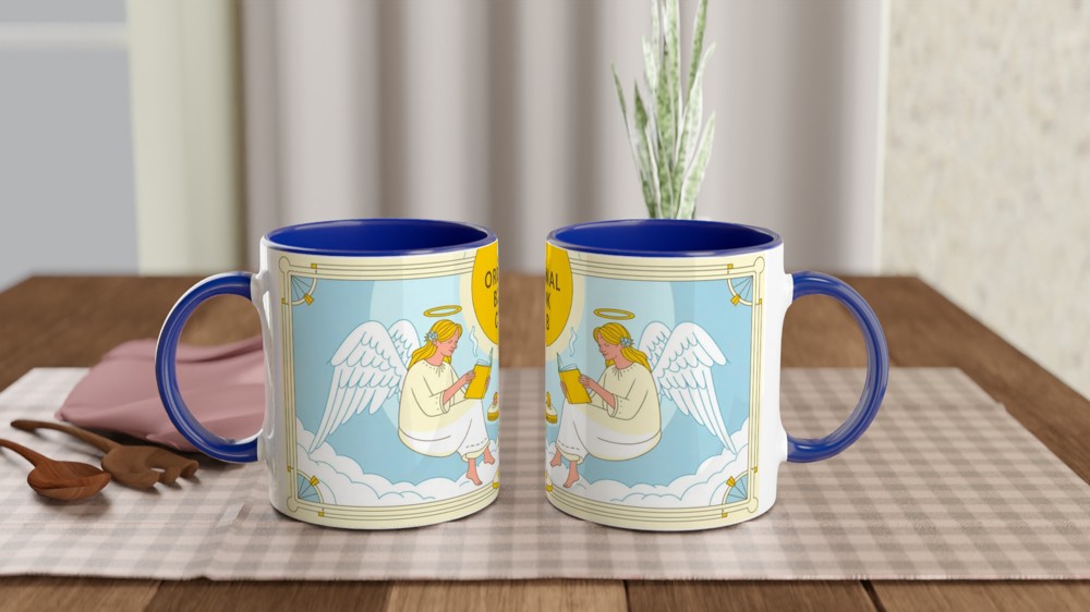 The Original Book Club Angels Reading Mug — view 4