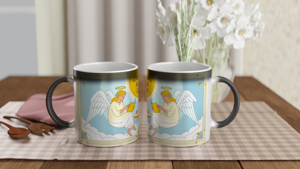 The Original Book Club Angels Reading Mug — view 3