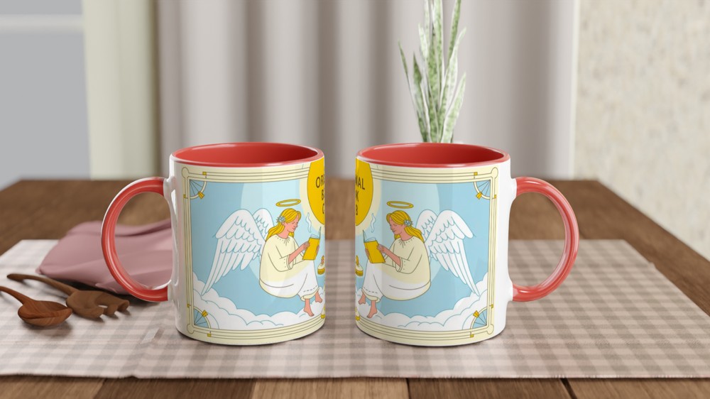 The Original Book Club Angels Reading Mug — view 7