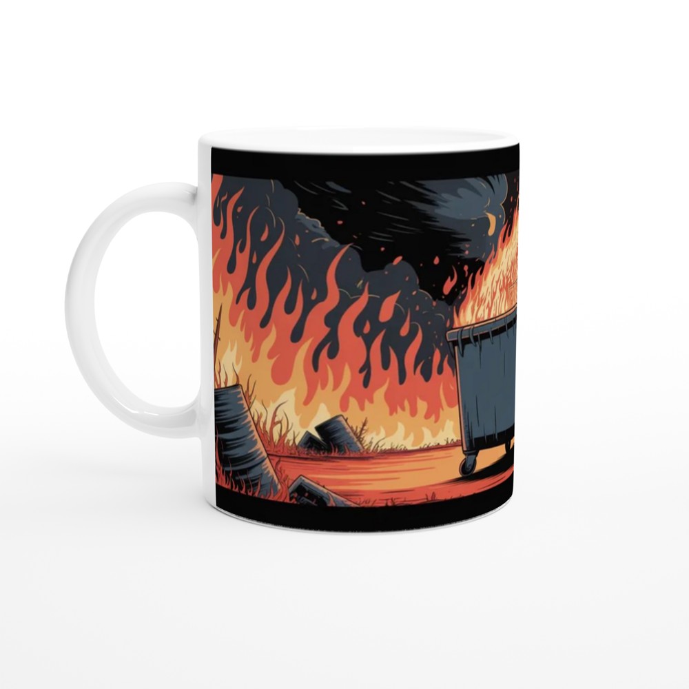 Dumpster Fire Comic Style Illustration Mug — view 10