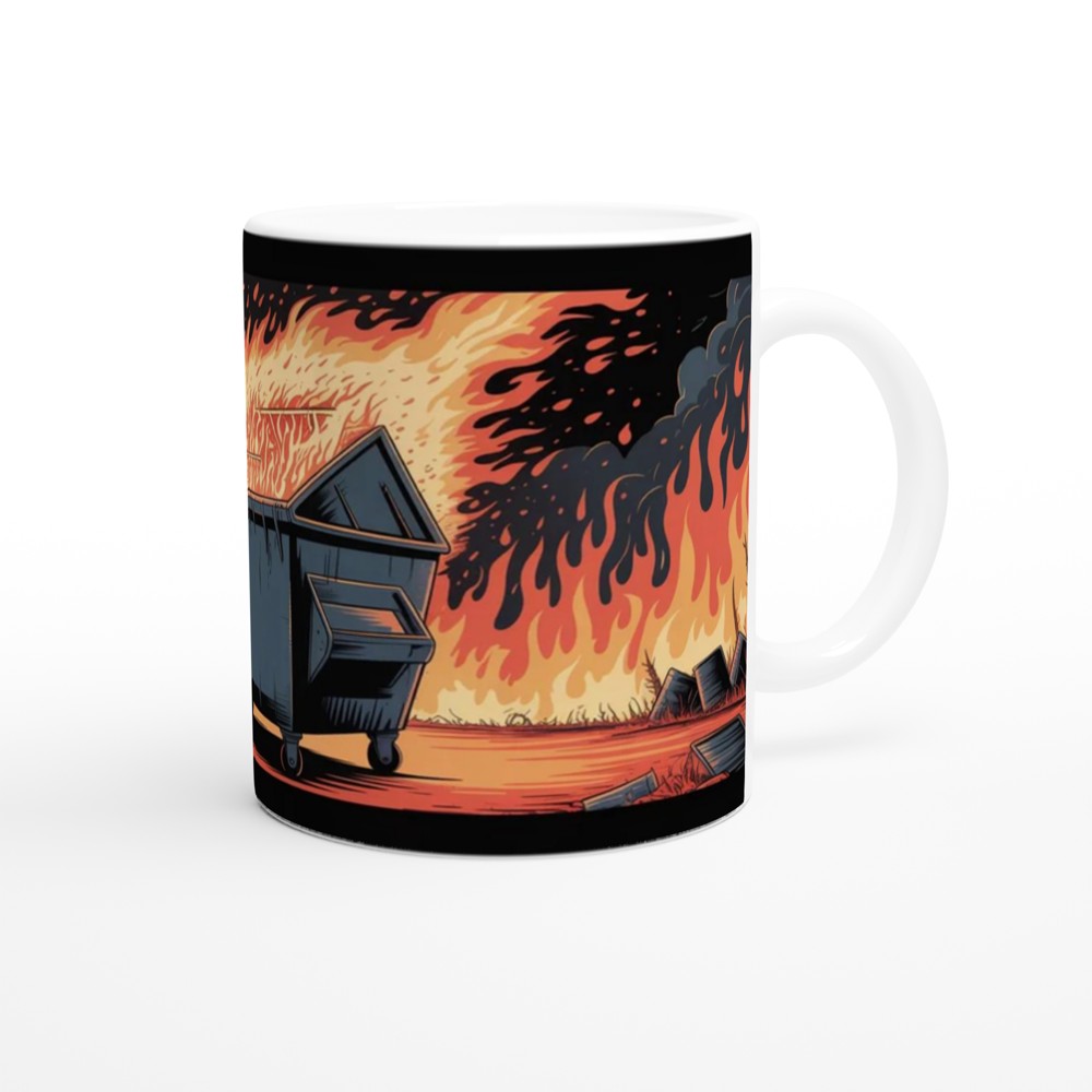 Dumpster Fire Comic Style Illustration Mug — view 12