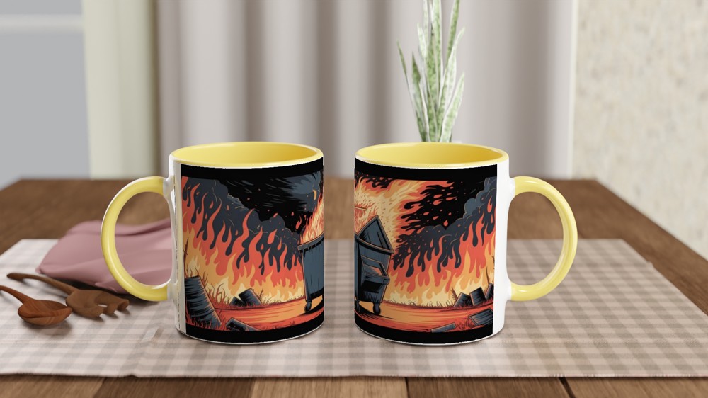Dumpster Fire Comic Style Illustration Mug — view 8