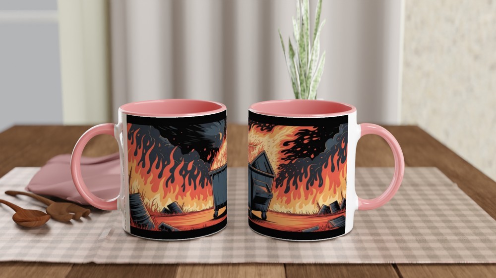 Dumpster Fire Comic Style Illustration Mug — view 6