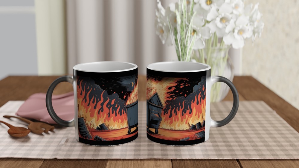 Dumpster Fire Comic Style Illustration Mug — view 3