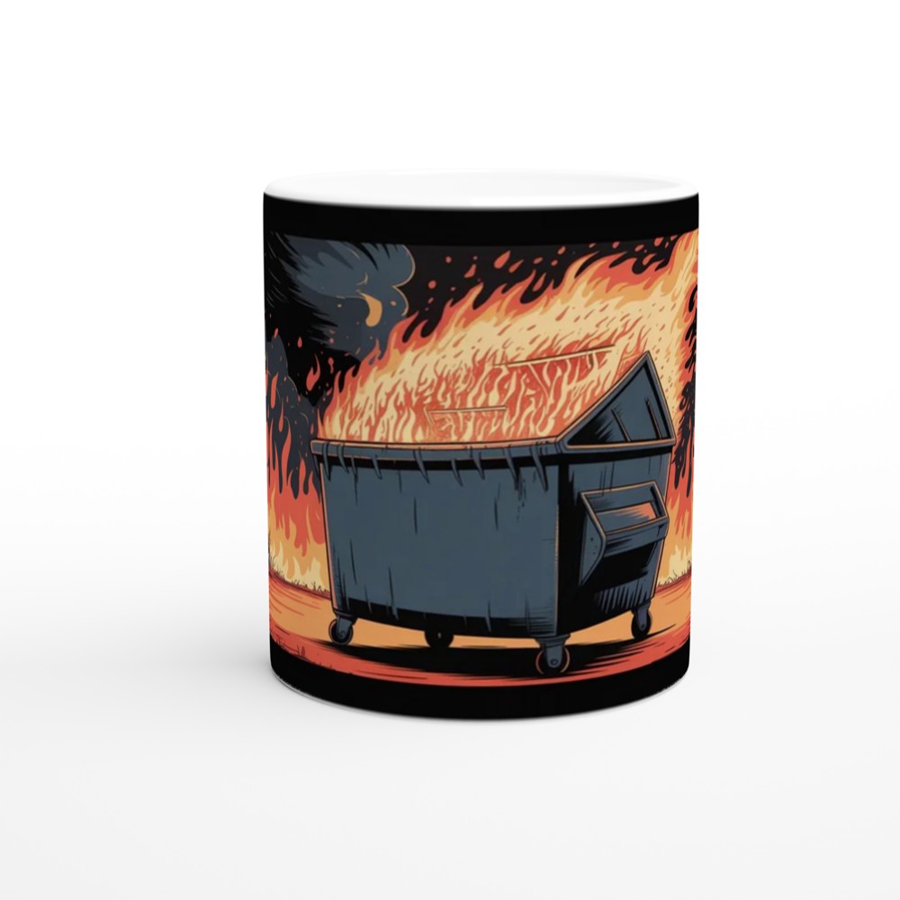 Dumpster Fire Comic Style Illustration Mug — view 11