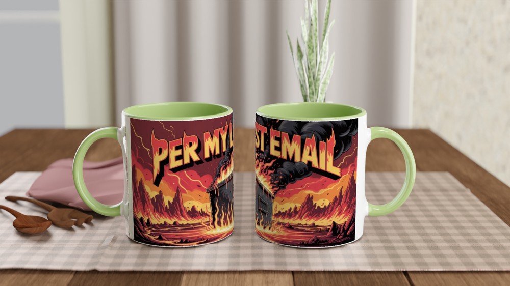 Per My Last Email Dumpster Fire Office Humour Mug — view 5