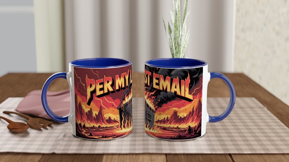 Per My Last Email Dumpster Fire Office Humour Mug — view 4