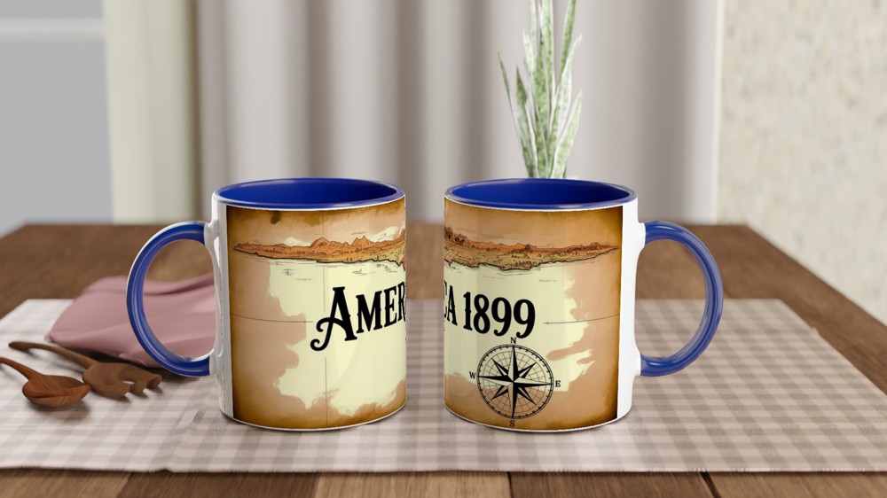America 1899 Map Mug | Vintage Gaming Gift for Him | Cowboy Gamer Present | Wild West Coffee Cup — view 4