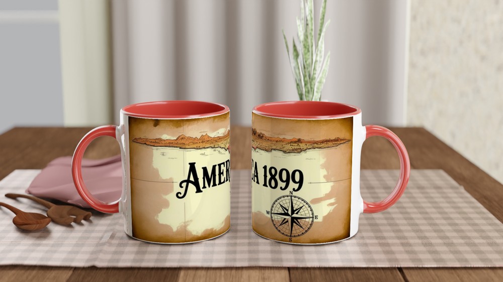America 1899 Map Mug | Vintage Gaming Gift for Him | Cowboy Gamer Present | Wild West Coffee Cup — view 7