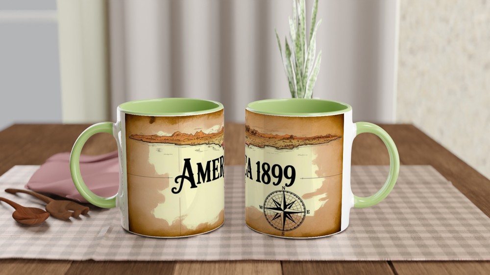 America 1899 Map Mug | Vintage Gaming Gift for Him | Cowboy Gamer Present | Wild West Coffee Cup — view 5