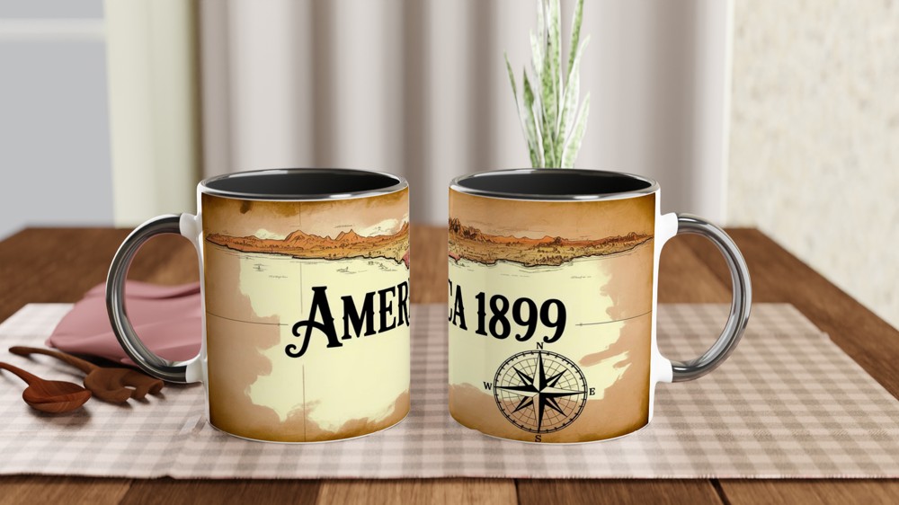 America 1899 Map Mug | Vintage Gaming Gift for Him | Cowboy Gamer Present | Wild West Coffee Cup — view 9