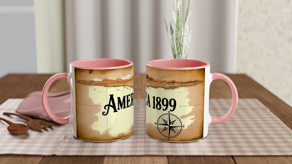 America 1899 Map Mug | Vintage Gaming Gift for Him | Cowboy Gamer Present | Wild West Coffee Cup — view 6